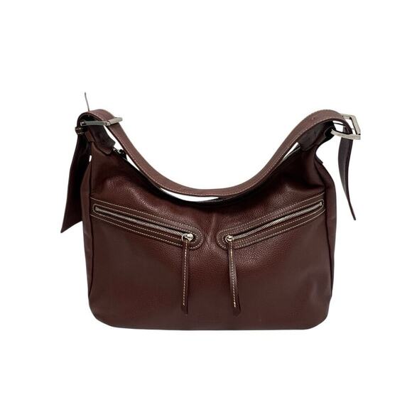 Longchamp Pebbled Genuine Leather Shoulder Bag Crossbody Brown 15X 10 Medium - Picture 3 of 12
